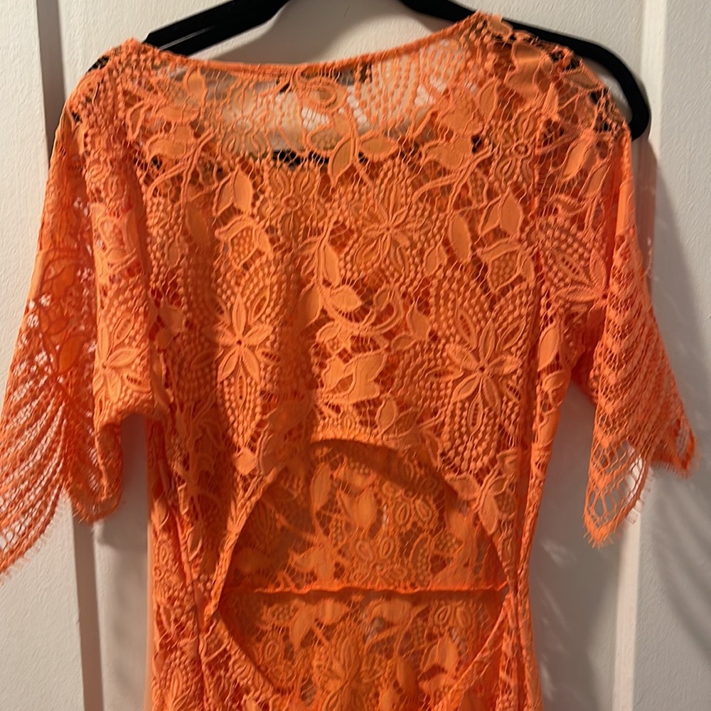 NWOT RARE For Love & Lemons Orange Lace Dress - slip included! - Picture 11 of 16